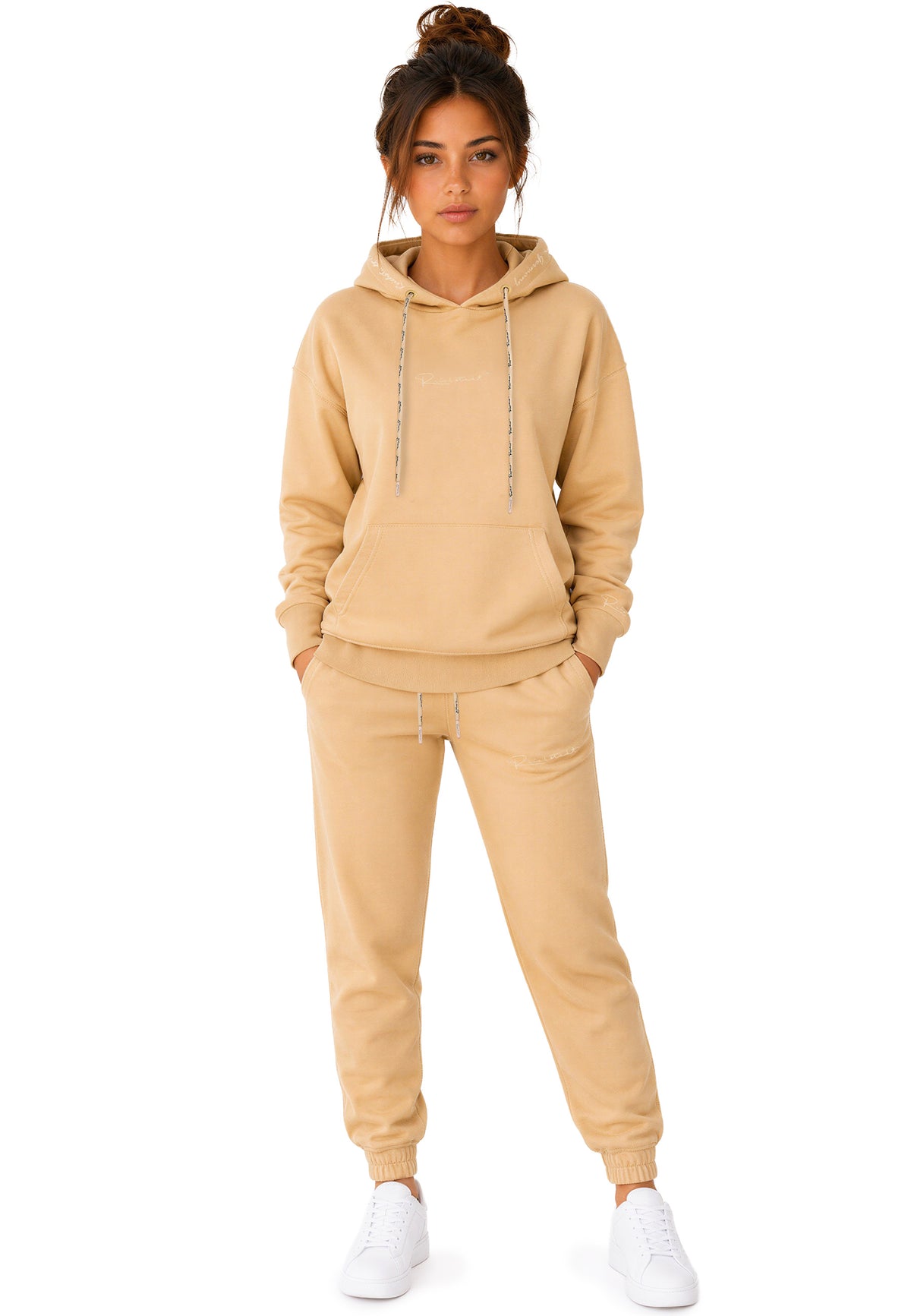 Damen Relaxed Fit Hoodie Marken-Stick in Beige – Reichstadt – Ansicht 8
