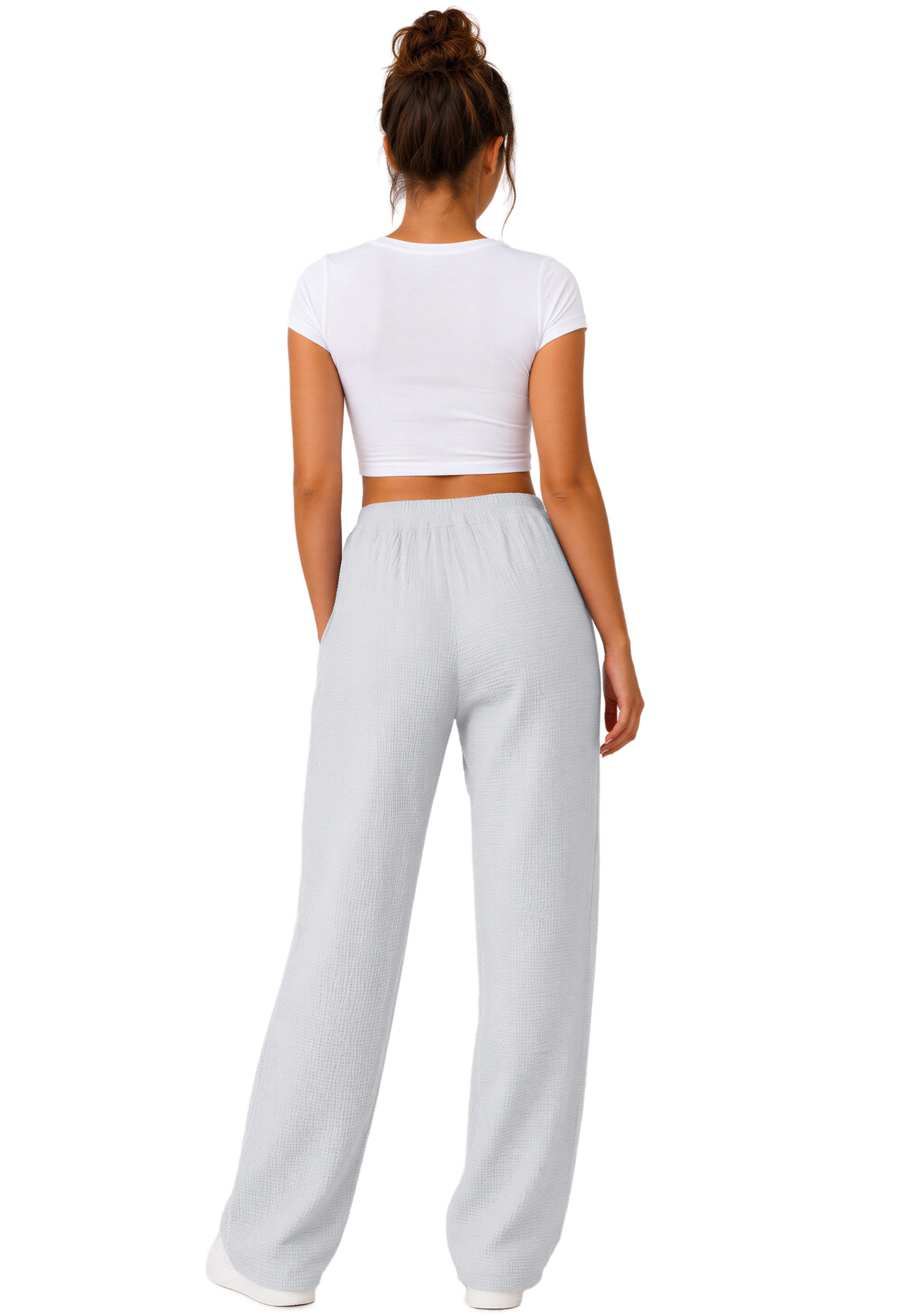 Damen Oversized Hose Musselin 25RSW082 - Grey