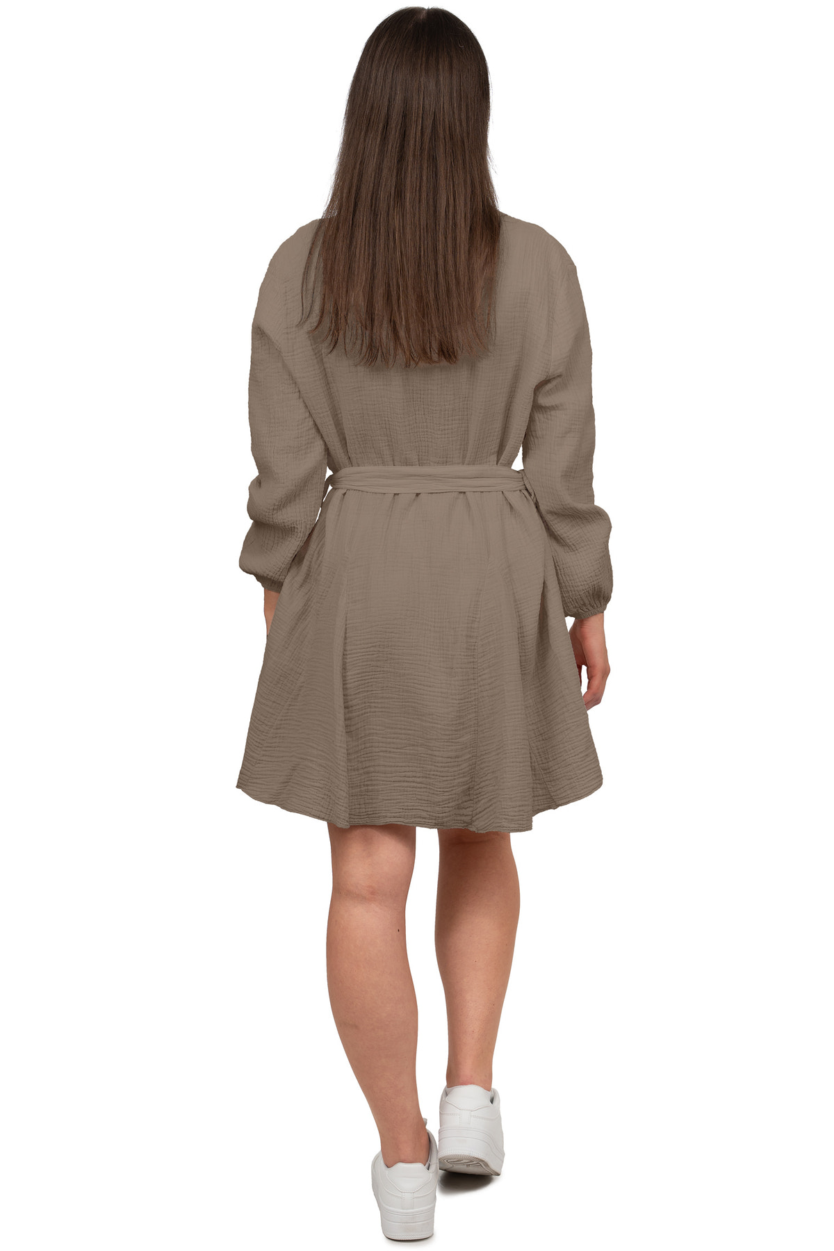 Damen Oversized Sommerkleid Musselin in Taupe – Reichstadt – Ansicht 8