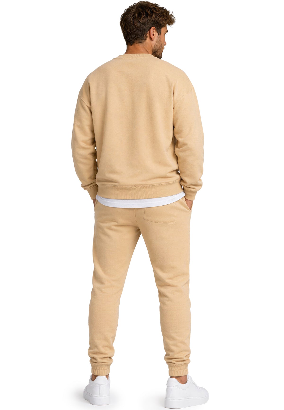 Herren Regular Fit Pullover Logo-Stitching in Beige – Reichstadt – Ansicht 8