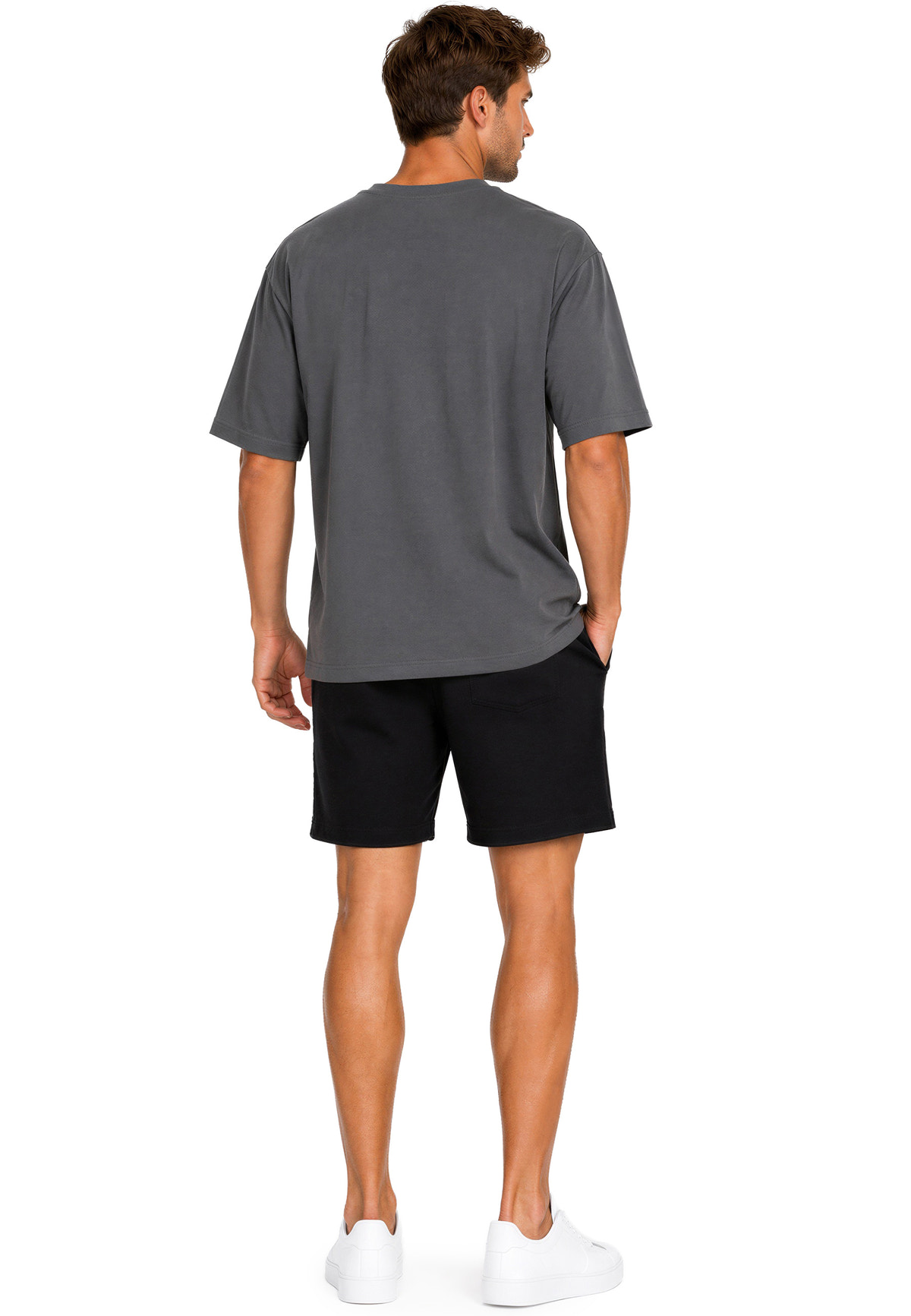 Herren Regular Fit T-Shirt Shoulder Drop in Dark Grey – Reichstadt – Ansicht 8