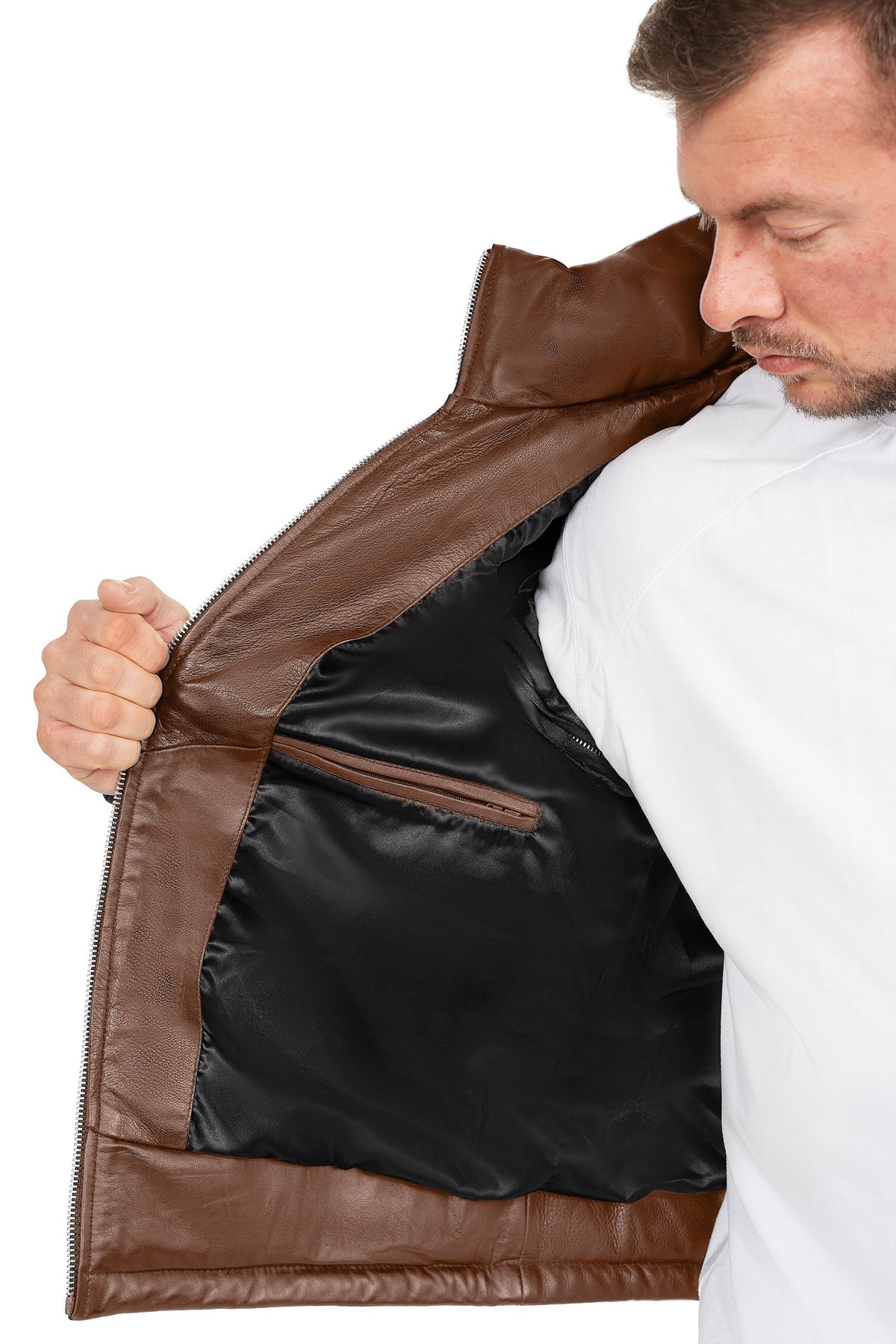 Herren Regular Fit Jacke Echtleder in Cognac – Reichstadt – Ansicht 8