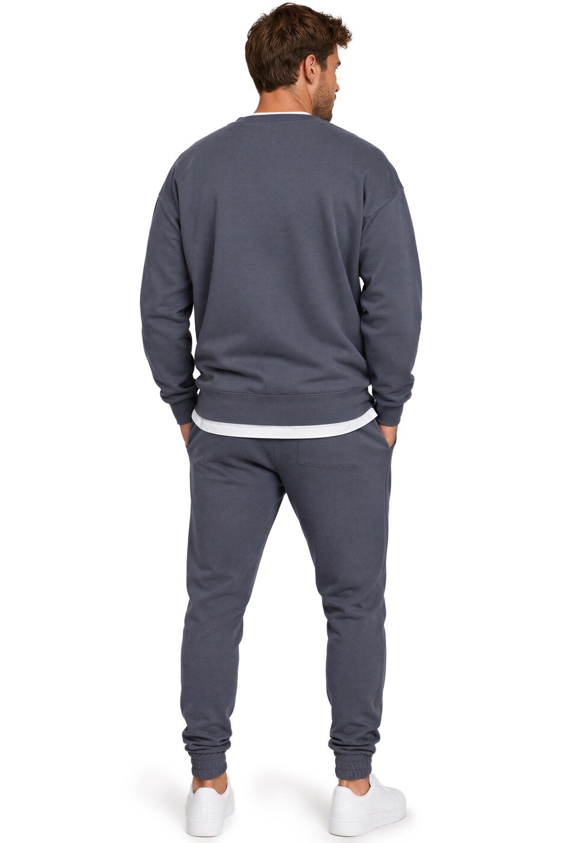 Herren Regular Fit Pullover Logo-Stitching in Anthracite – Reichstadt – Ansicht 8