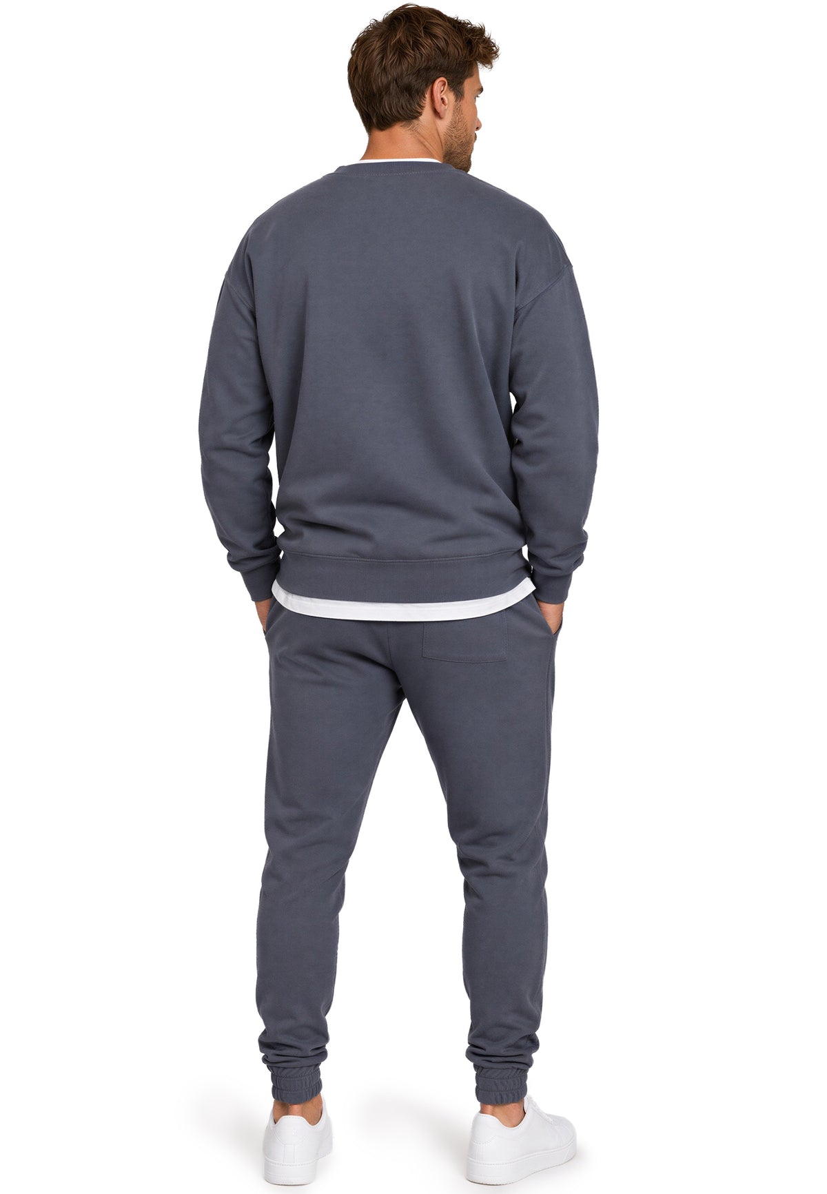 Herren Regular Fit Pullover Logo-Stitching in Anthracite – Reichstadt – Ansicht 8