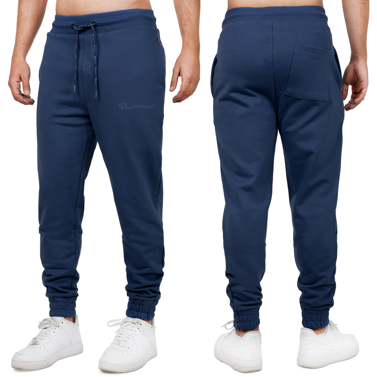 Herren Regular Fit Jogginghose Marken-Stick in Dark Blue – Reichstadt – Ansicht 9