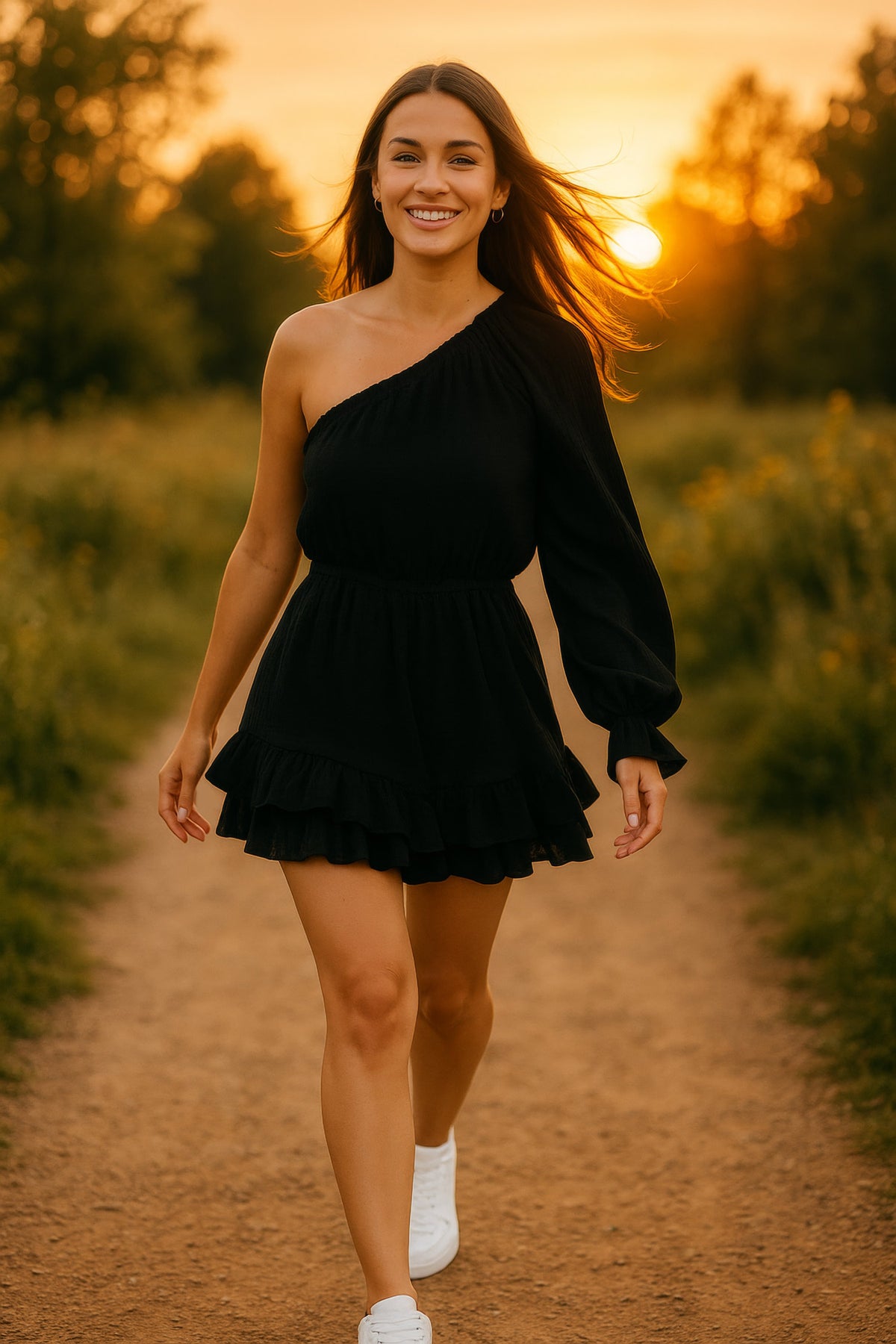 Damen Relaxed Fit Sommerkleid mit Shorts in Black – Reichstadt – Ansicht 9