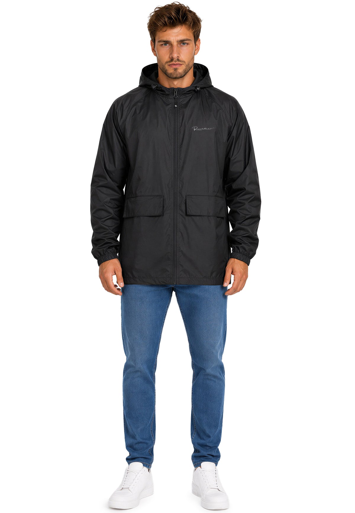 Herren Relaxed Fit Allwetter Windbreaker 24RS053 - Black