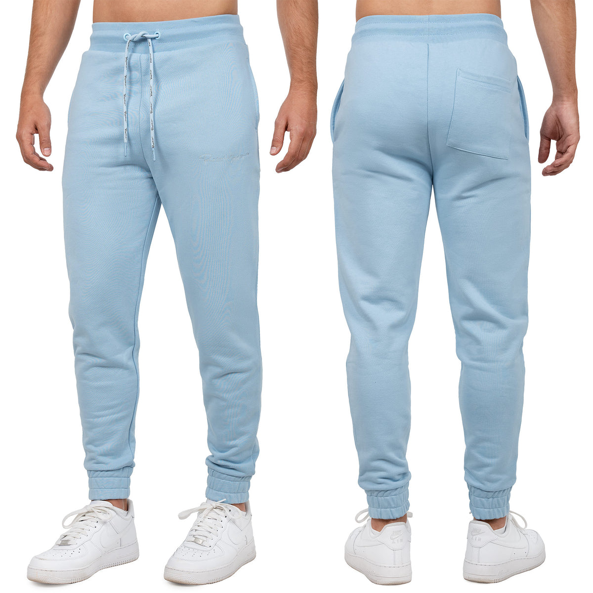 Herren Regular Fit Jogginghose Marken-Stick in Baby Blue – Reichstadt – Ansicht 9