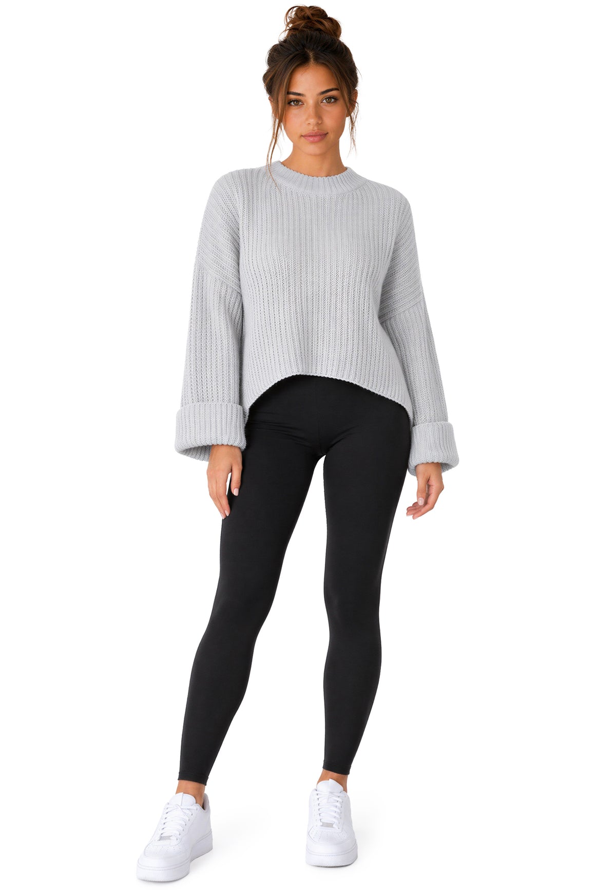 Damen Relaxed Fit Strickpullover 25RSW093 - Grey
