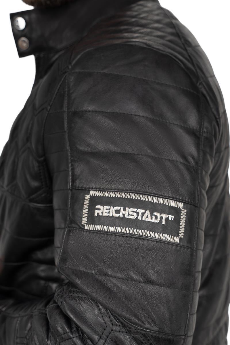 Herren Slim Fit Echtlederjacke Echtleder in Black – Reichstadt – Ansicht 9