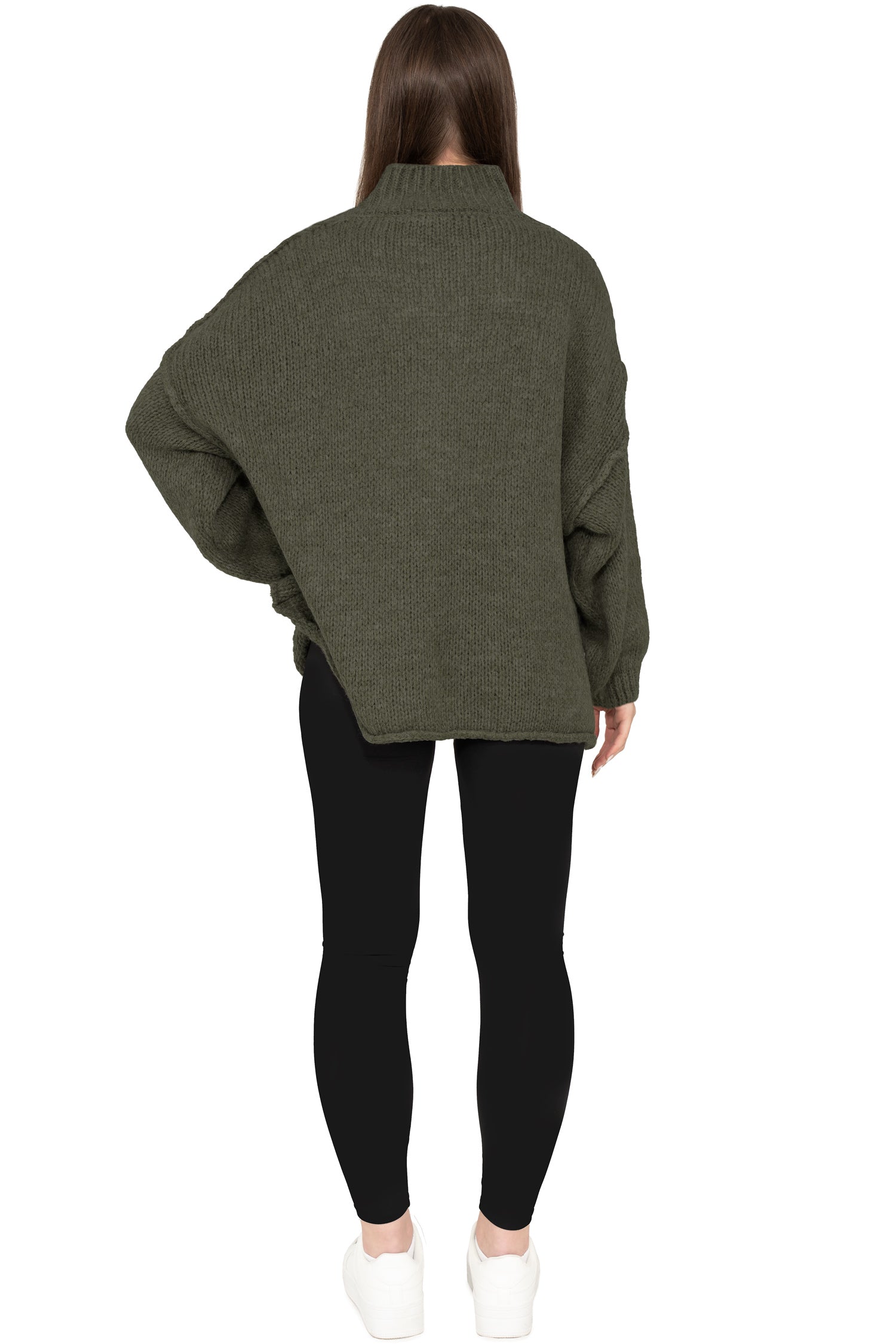 Damen Relaxed Fit Strickpullover 25RSW095 - Khaki
