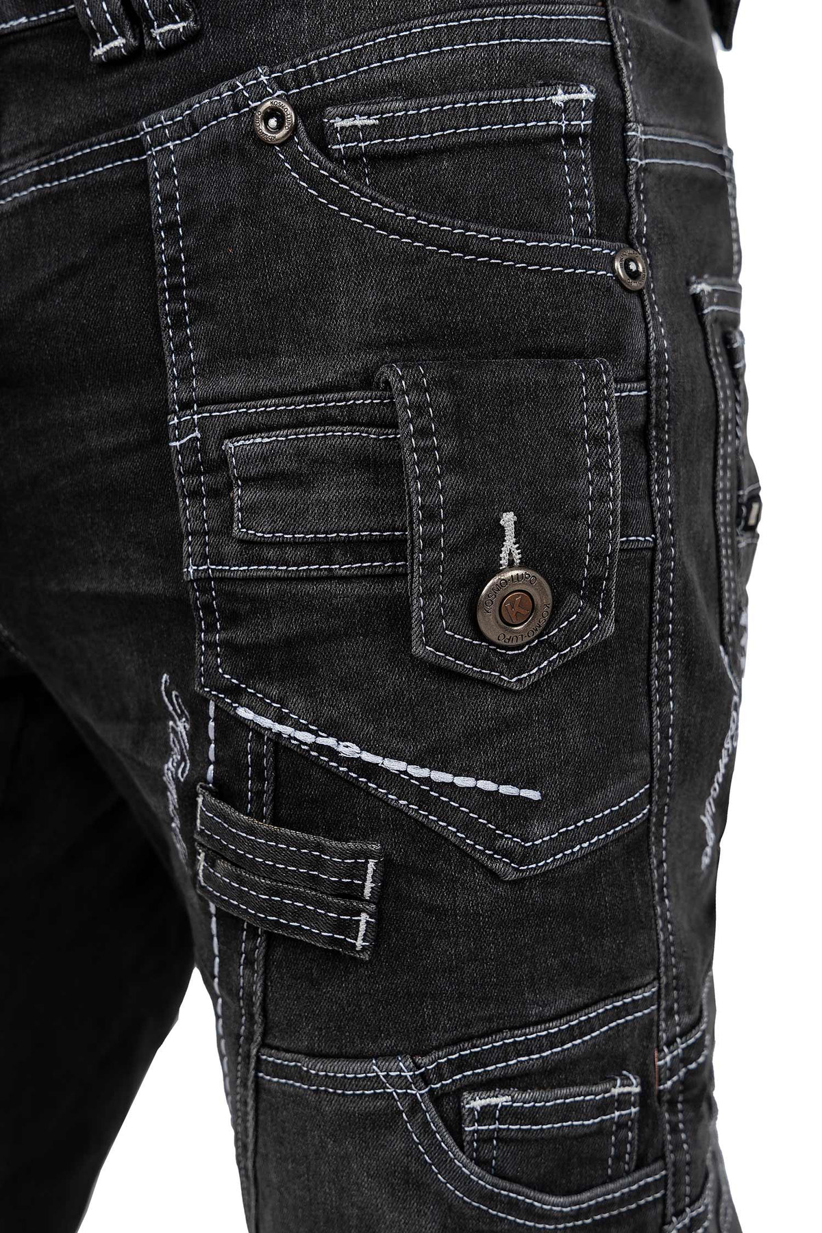 Herren Regular Fit Jeans Stonewashed in Grey – Kosmo Lupo – Ansicht 9