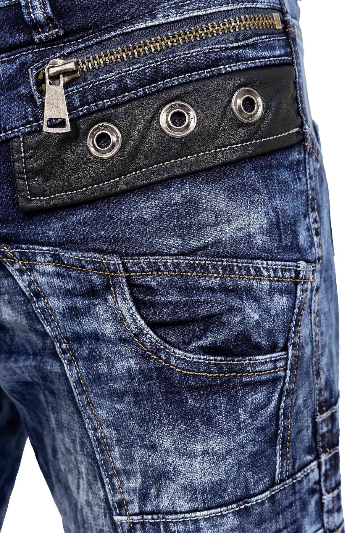 Herren Regular Fit Jeans Stonewashed in Blue – Kosmo Lupo – Ansicht 9