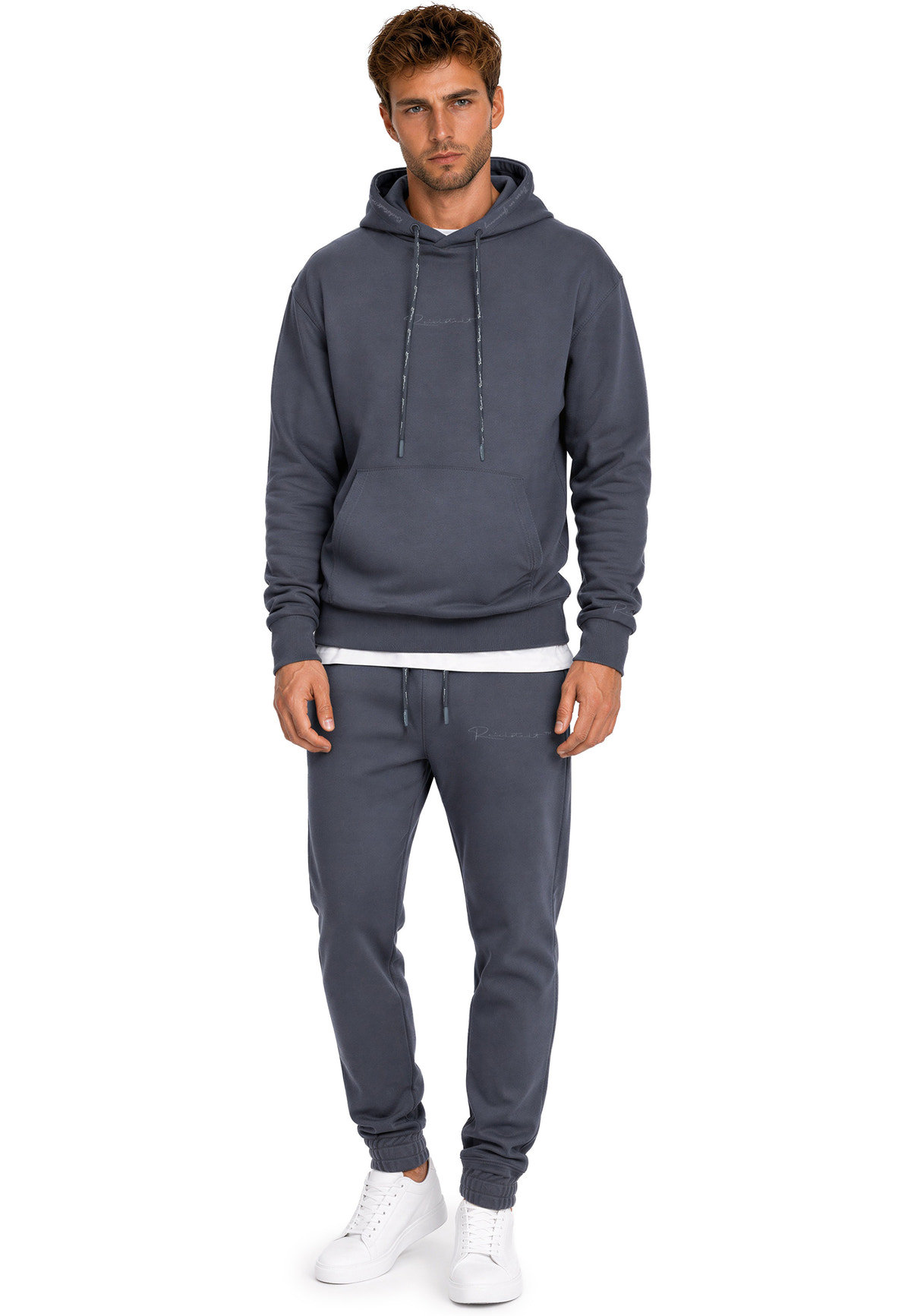 Herren Regular Fit Hoodie Marken-Stick in Anthracite – Reichstadt – Ansicht 9