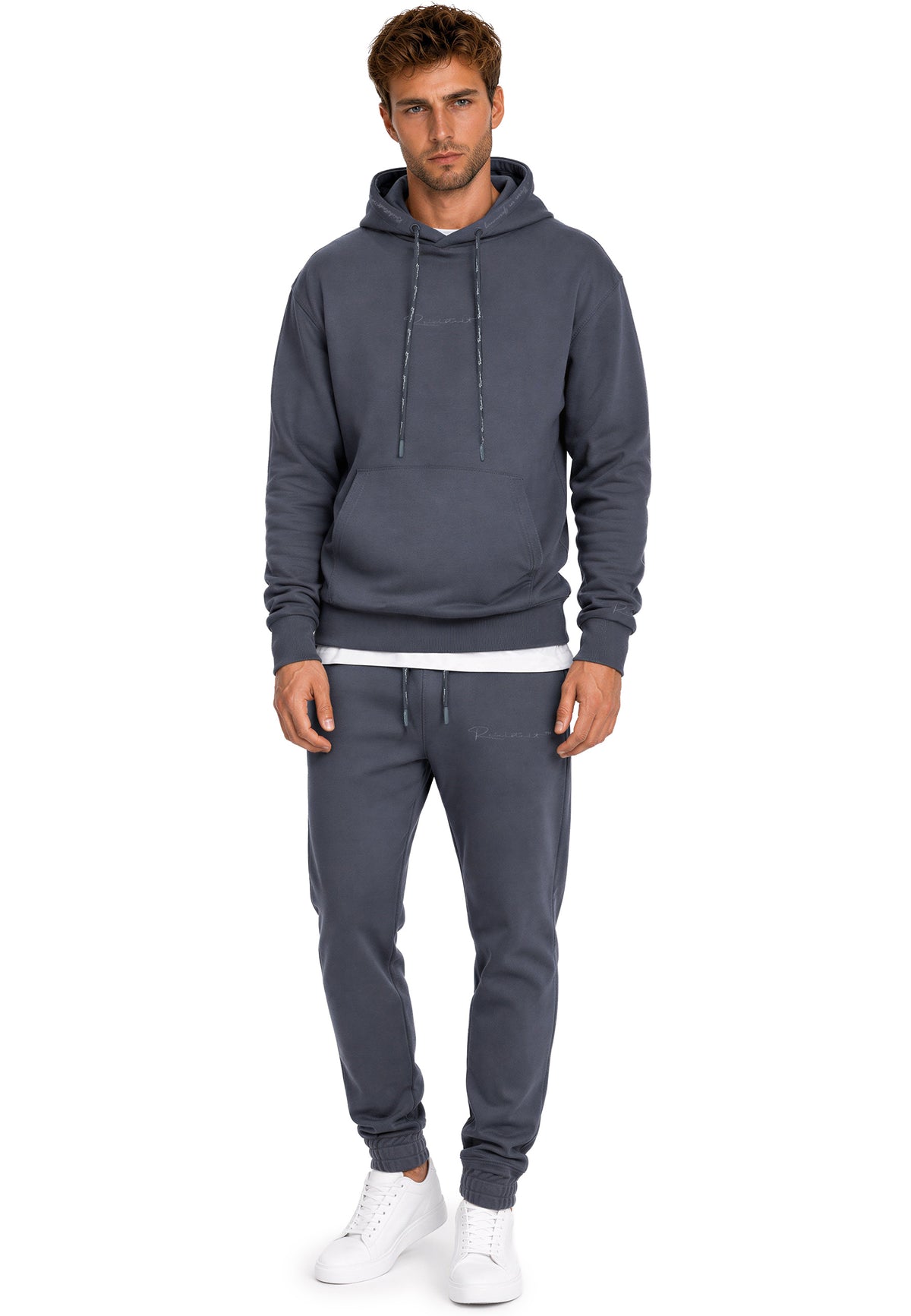Herren Regular Fit Hoodie Marken-Stick in Anthracite – Reichstadt – Ansicht 9