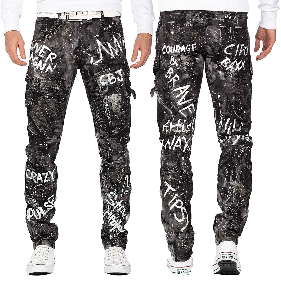 Herren Regular Fit Jeans Glitzer CD572 - Black