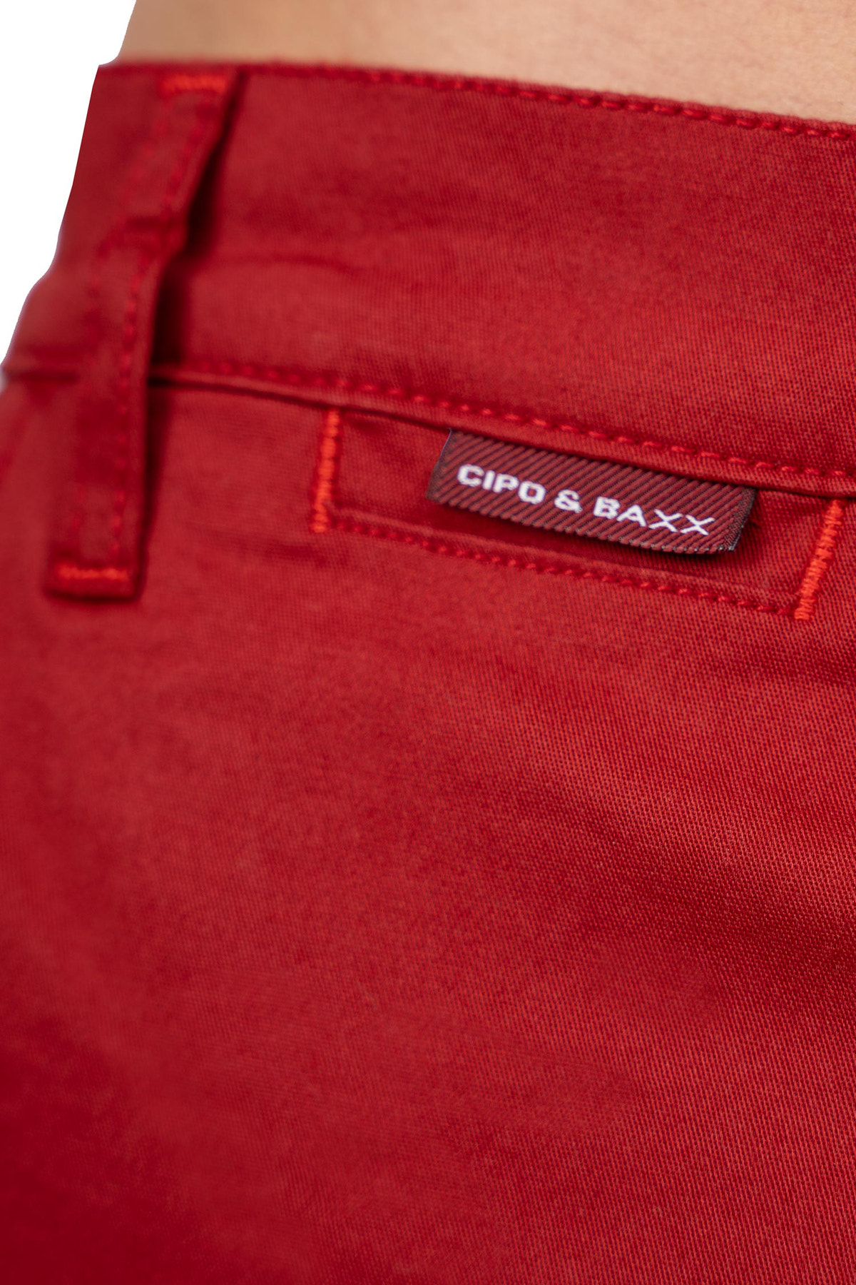 Herren Regular Fit Shorts Logo-Detail in Burgundy – Cipo & Baxx – Ansicht 9