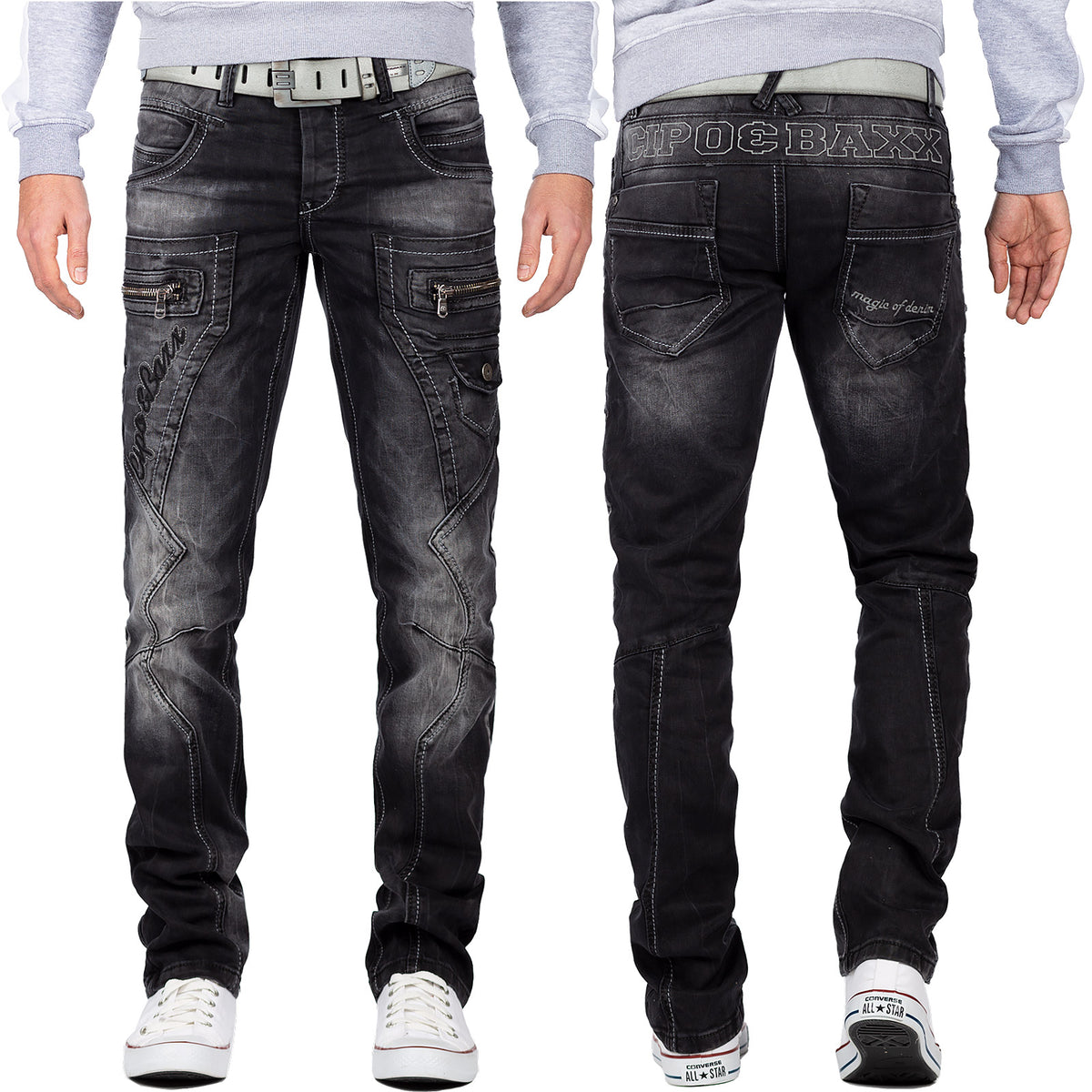Herren Regular Fit Jeans Stonewashed in Black – Cipo & Baxx – Ansicht 9