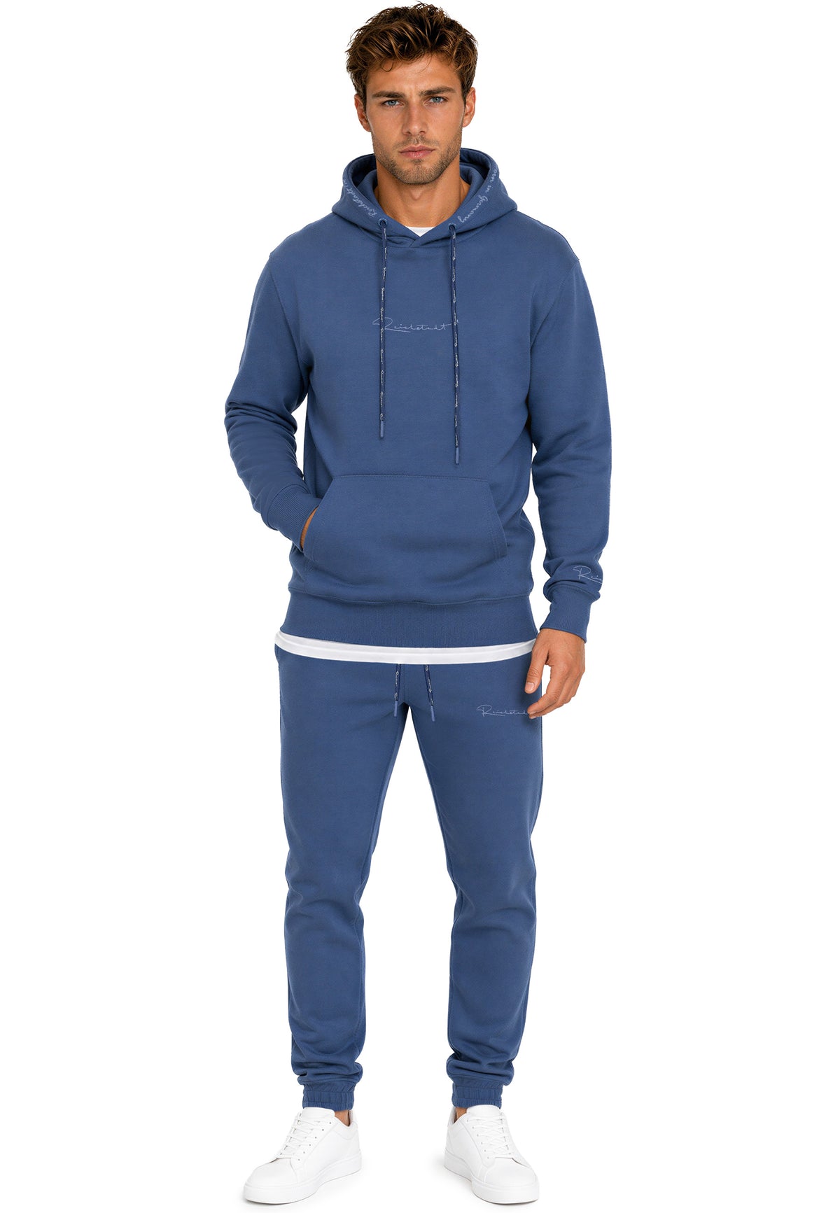 Herren Regular Fit Hoodie Marken-Stick in Dark Blue – Reichstadt – Ansicht 9