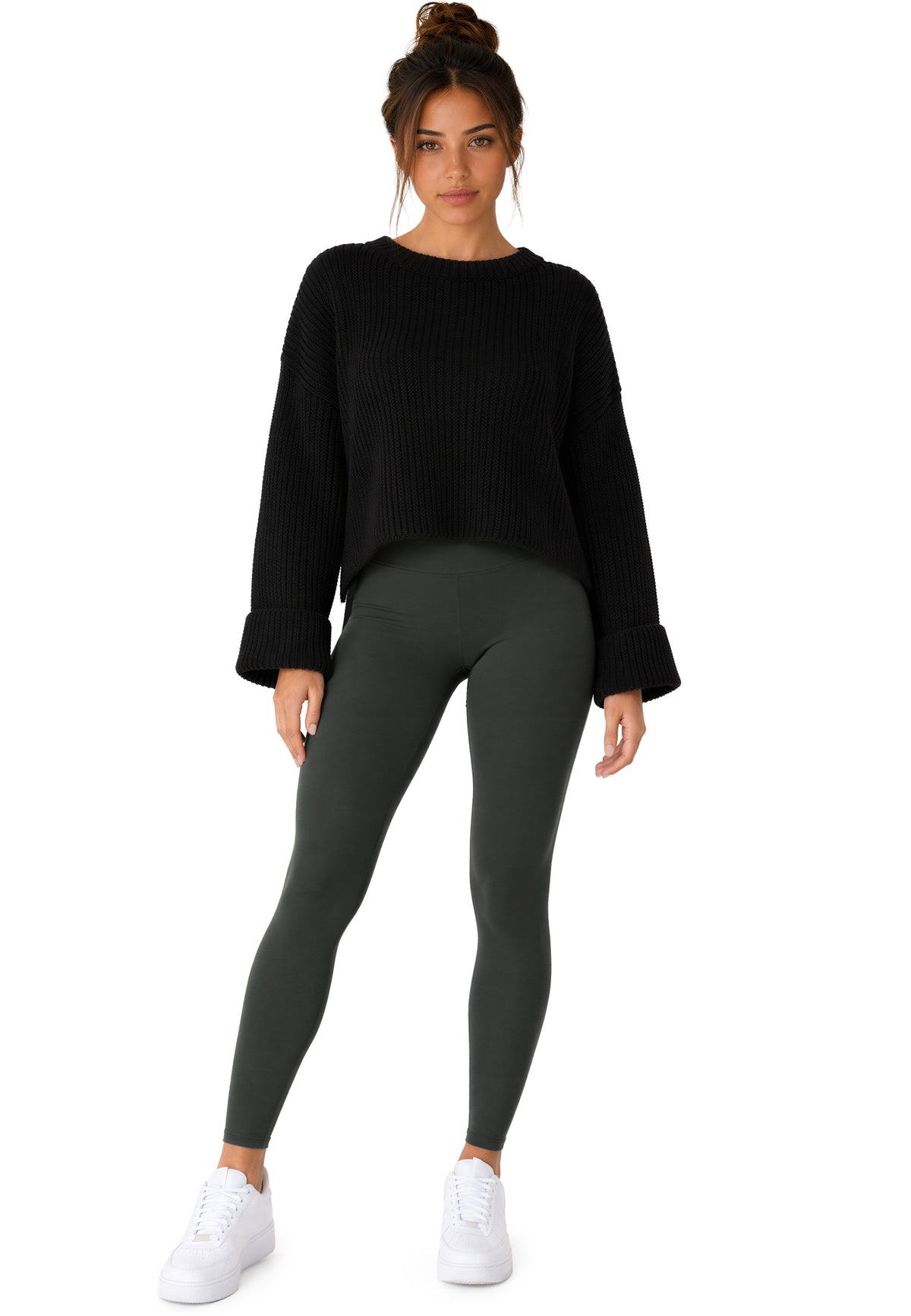 Damen Relaxed Fit Strickpullover 25RSW093 - Black