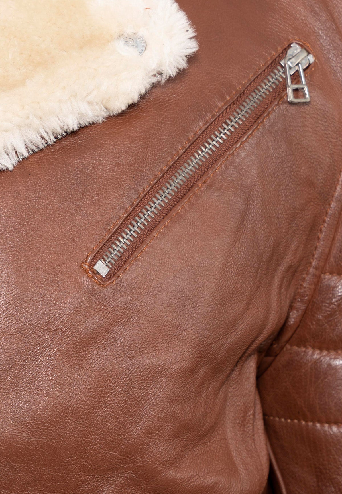 Herren Slim Fit Echtlederjacke Black Zipper RS008LUX - Cognac