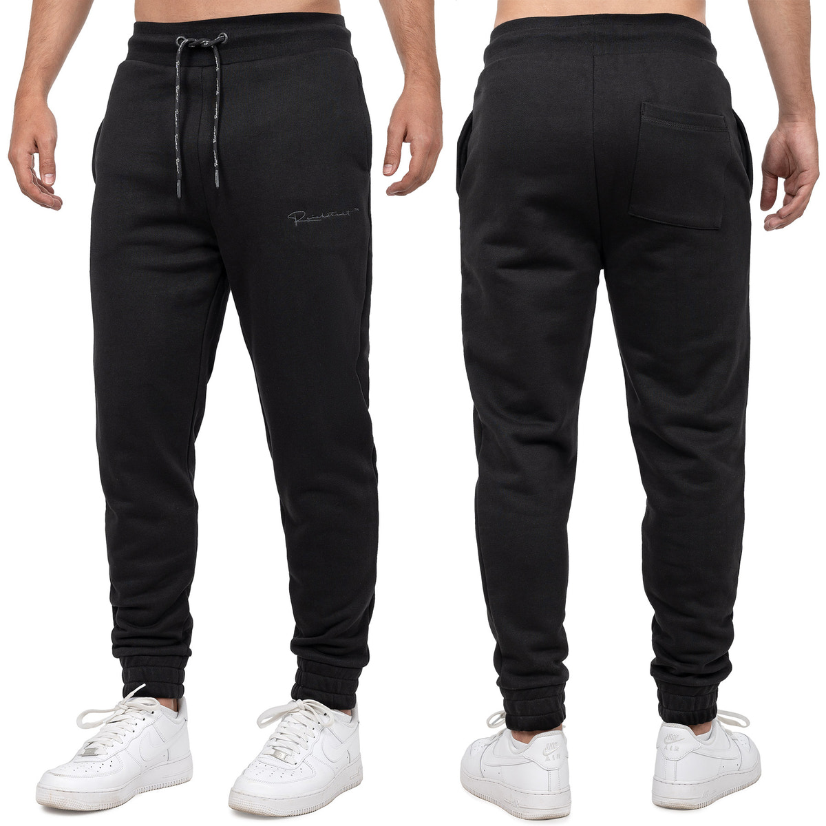 Herren Regular Fit Jogginghose Marken-Stick in Black – Reichstadt – Ansicht 9