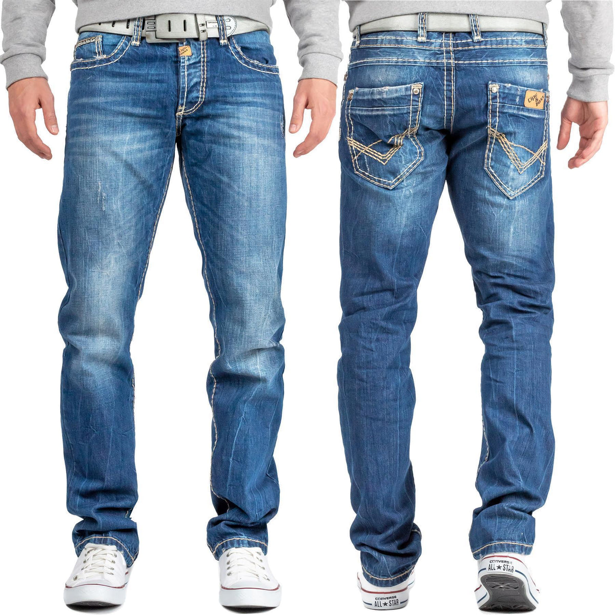 Herren Regular Fit Jeans Stonewashed in Blue – Cipo & Baxx – Ansicht 9