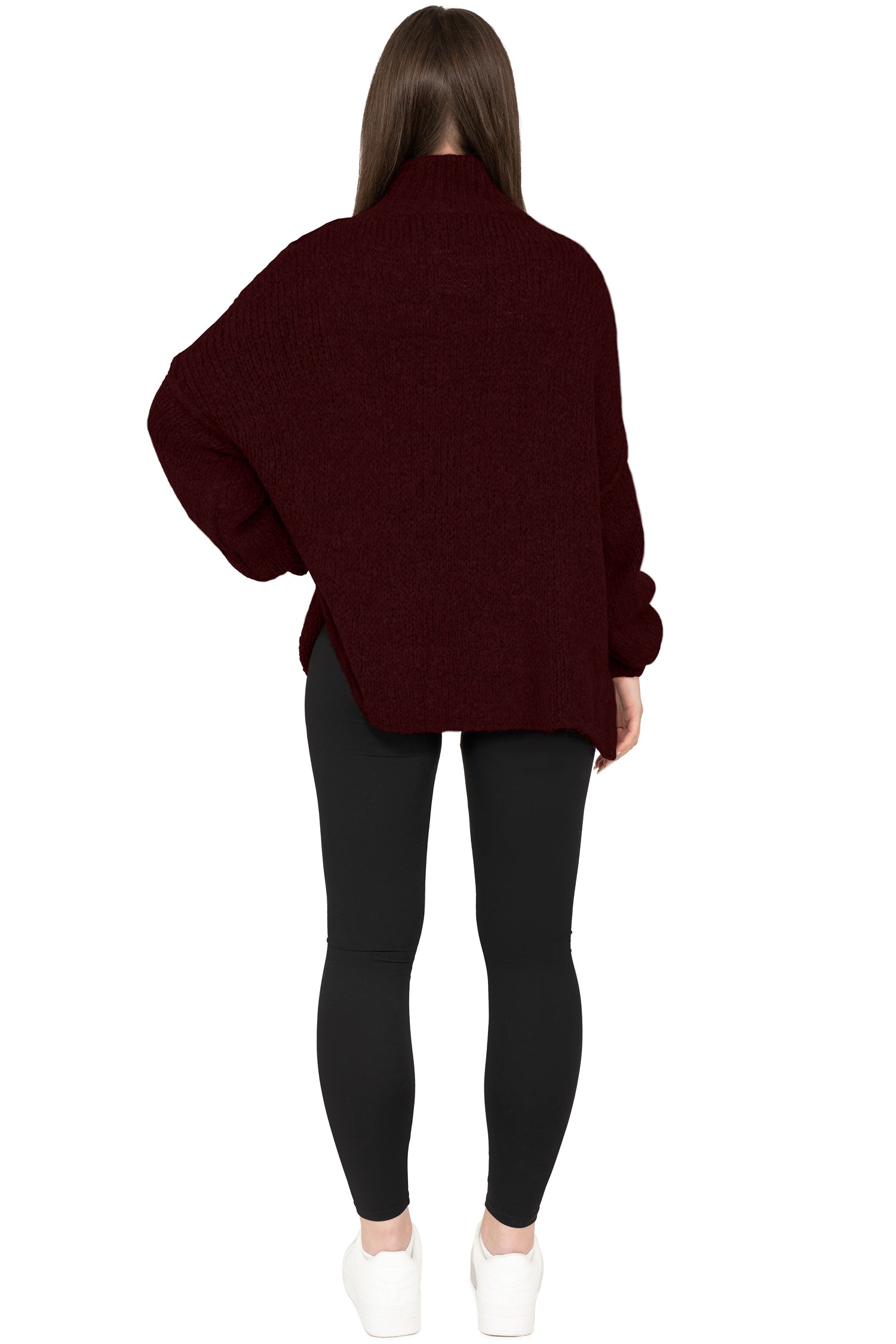 Damen Relaxed Fit Strickpullover 25RSW095 - Bordeaux