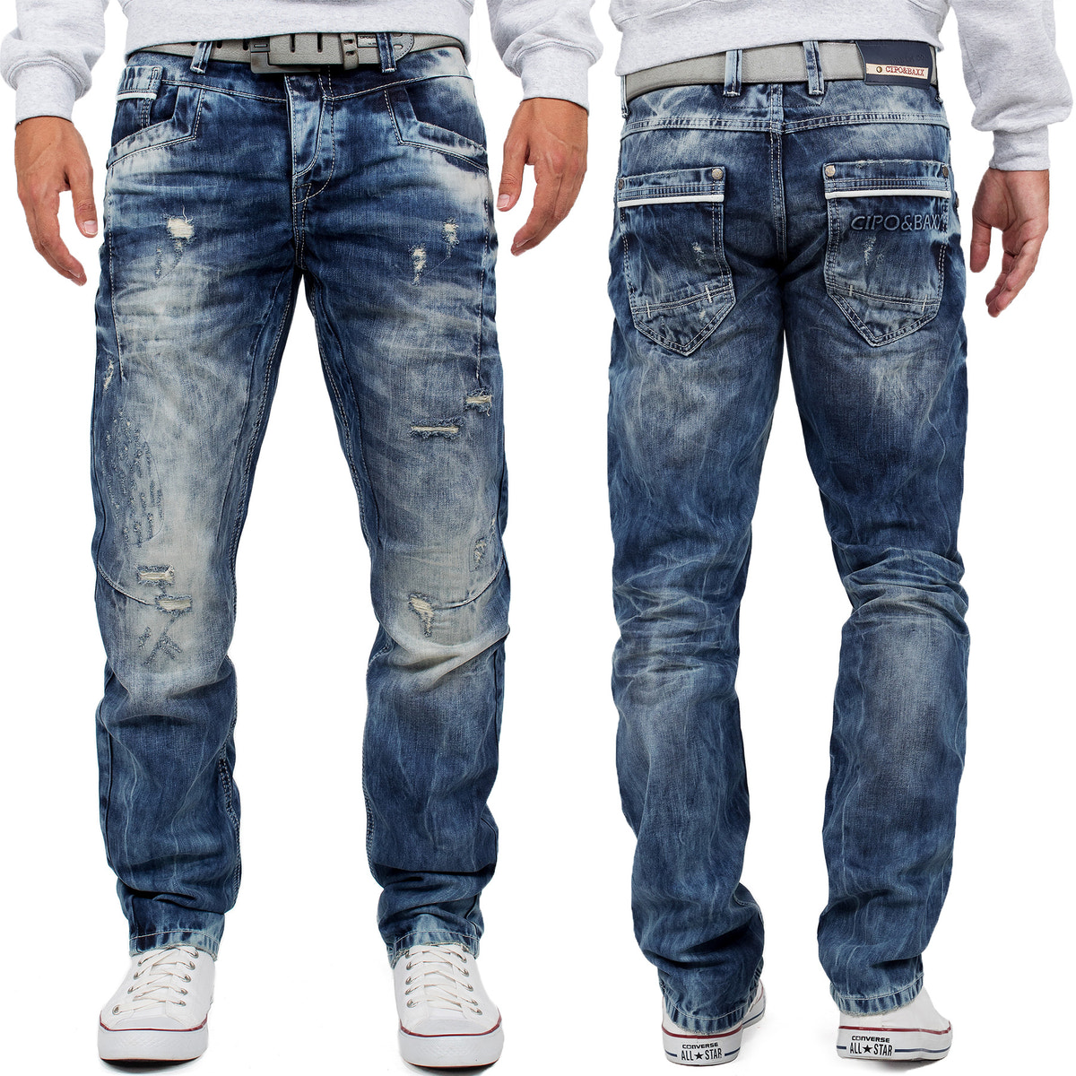 Herren Regular Fit Jeans Stonewashed in Blue – Cipo & Baxx – Ansicht 9