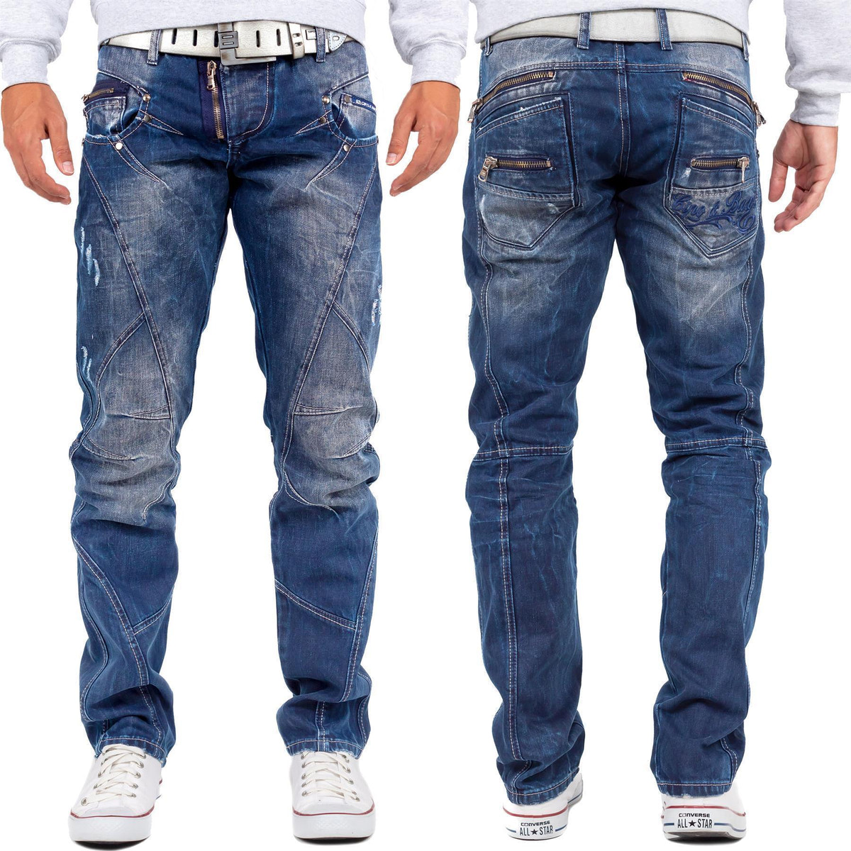 Herren Regular Fit Jeans Stonewashed in Blue – Cipo & Baxx – Ansicht 9