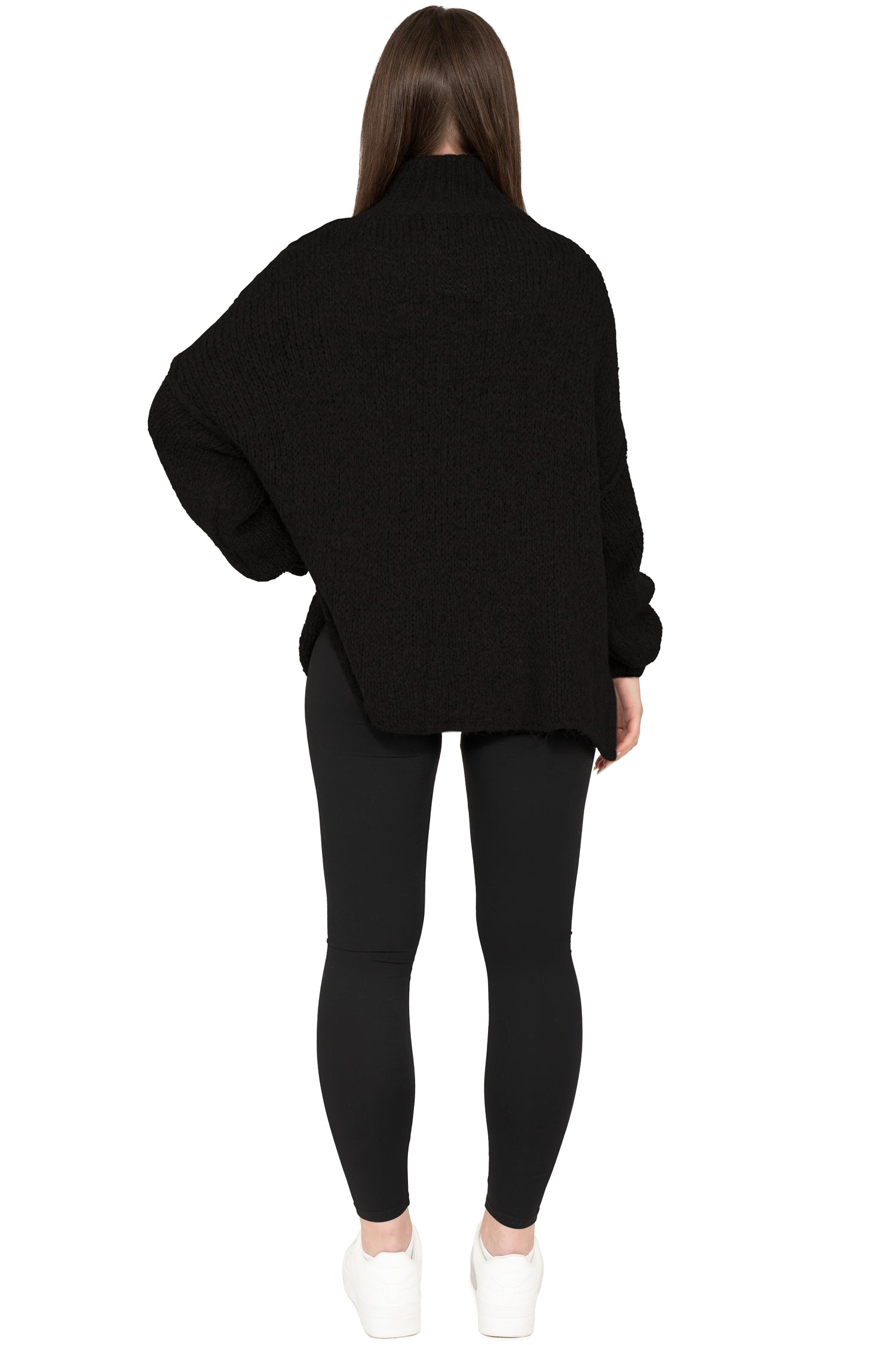 Damen Relaxed Fit Strickpullover 25RSW095 - Black