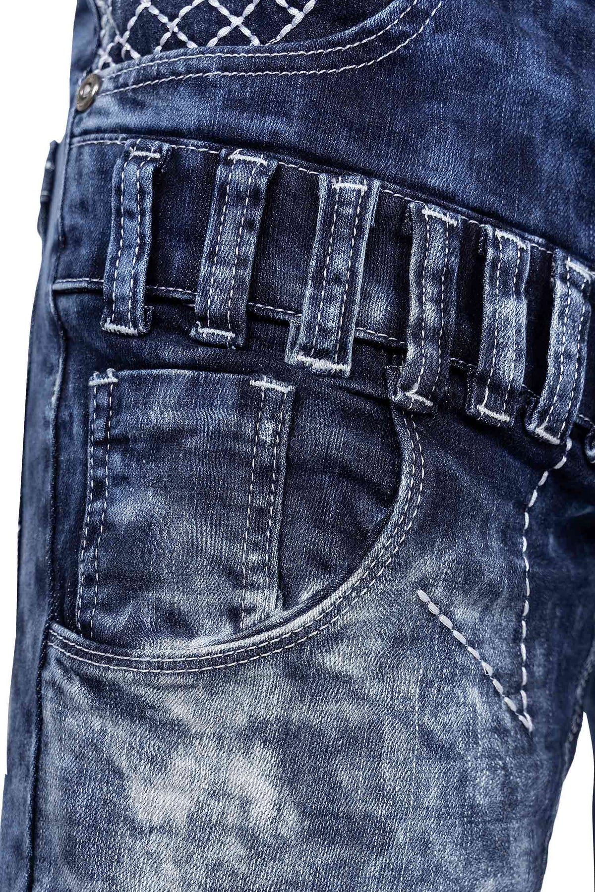 Herren Regular Fit Jeans Stonewashed in Blue – Kosmo Lupo – Ansicht 9