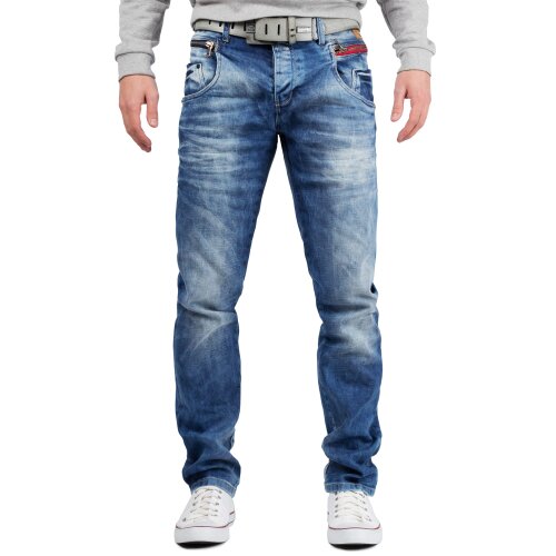 Cipo & Baxx Slim Fit Jeans Herren Stonewashed CD394 Blue W32/L34