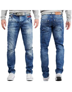 Cipo & Baxx Slim Fit Jeans Herren Stonewashed CD394 Blue W32/L34