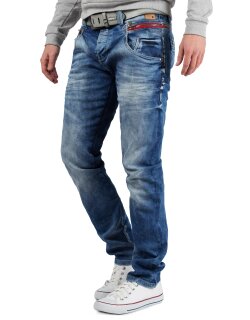 Cipo & Baxx Slim Fit Jeans Herren Stonewashed CD394 Blue W36/L34