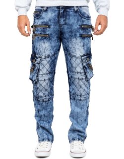Kosmo Lupo Regular Fit Jeans Herren Stonewashed KM060 Blue W34/L34