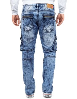 Kosmo Lupo Regular Fit Jeans Herren Stonewashed KM060 Blue W34/L34
