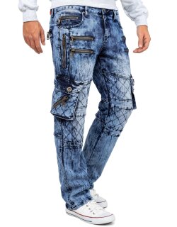 Kosmo Lupo Regular Fit Jeans Herren Stonewashed KM060 Blue W34/L34