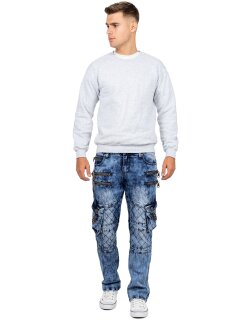Kosmo Lupo Regular Fit Jeans Herren Stonewashed KM060 Blue W34/L34