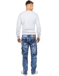 Kosmo Lupo Regular Fit Jeans Herren Stonewashed KM060 Blue W34/L34
