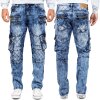 Kosmo Lupo Regular Fit Jeans Herren Stonewashed KM060 Blue W34/L34
