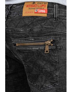 Kosmo Lupo Regular Fit Jeans Herren Stonewashed KM060 Black W33/L32