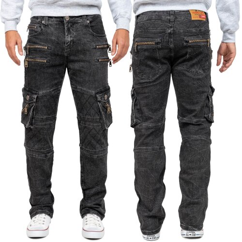 Kosmo Lupo Regular Fit Jeans Herren Stonewashed KM060 Black W34/L34