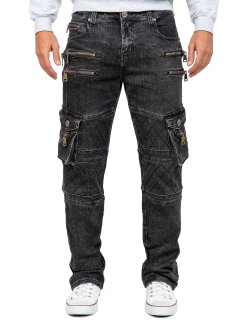 Kosmo Lupo Herren Jeans KM060-1 Schwarz W34/L34