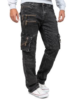 Kosmo Lupo Regular Fit Jeans Herren Stonewashed KM060 Black W34/L34