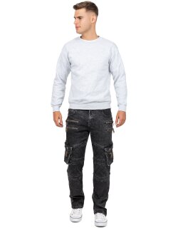 Kosmo Lupo Regular Fit Jeans Herren Stonewashed KM060 Black W34/L34