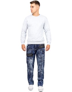 Kosmo Lupo Regular Fit Jeans Herren Stonewashed KM012 Blue W36/L34