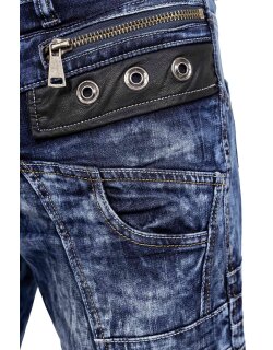 Kosmo Lupo Regular Fit Jeans Herren Stonewashed KM012 Blue W36/L34