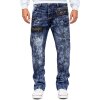 Kosmo Lupo Regular Fit Jeans Herren Stonewashed KM012 Blue W36/L34