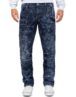 Kosmo Lupo Regular Fit Jeans Herren Stonewashed KM006d Blue W30/L32